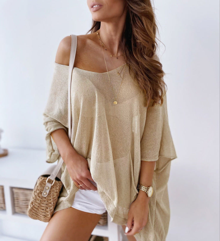 Loose Solid Color Thin Pullover Sun Protection Top