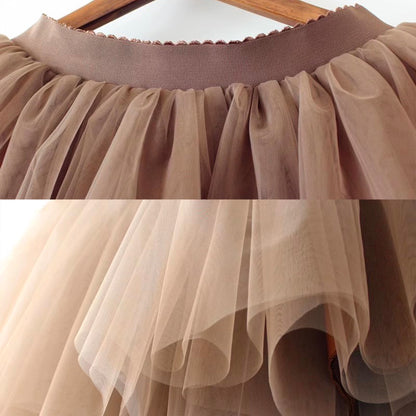 Black Tulle-Layered High-Waist A-Line Fairy Skirt