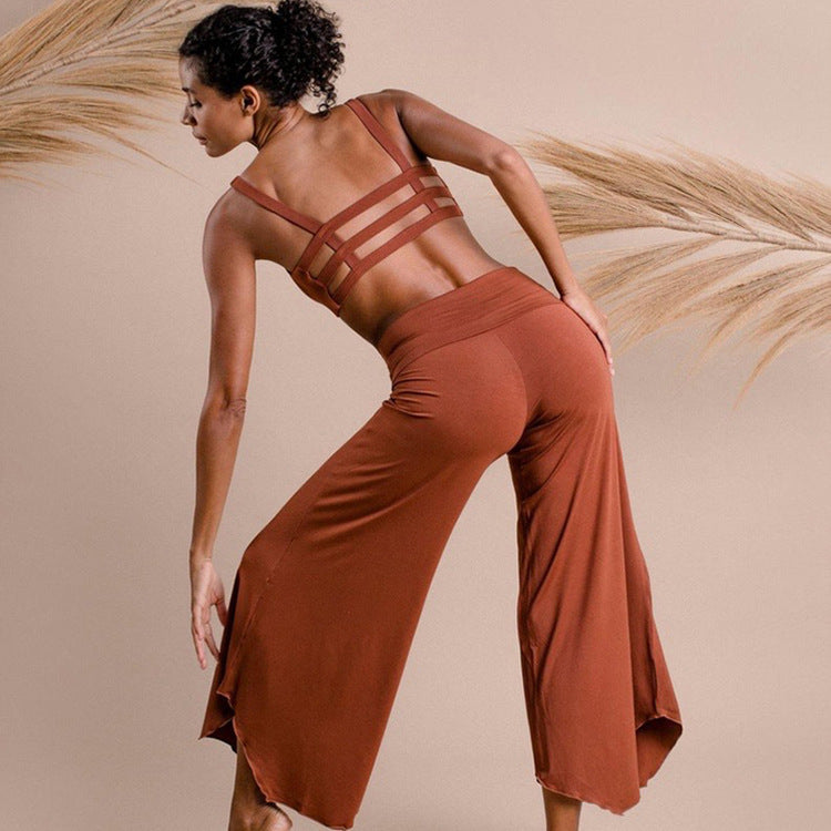 Yoga Suit Backless Spaghetti Straps Backless Bra And Pants