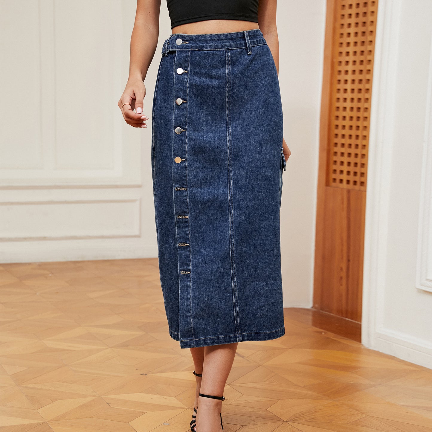 Hot Girls Half Elastic Denim Casual Skirt