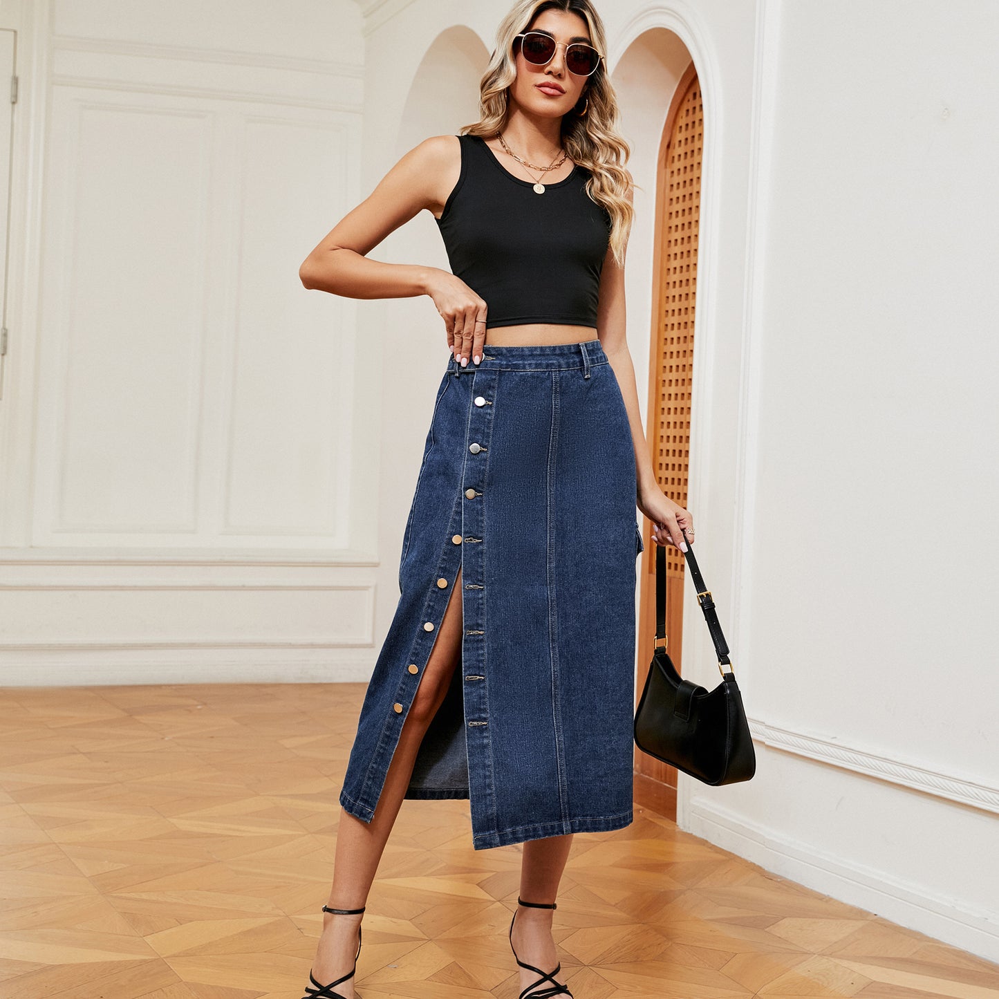 Hot Girls Half Elastic Denim Casual Skirt