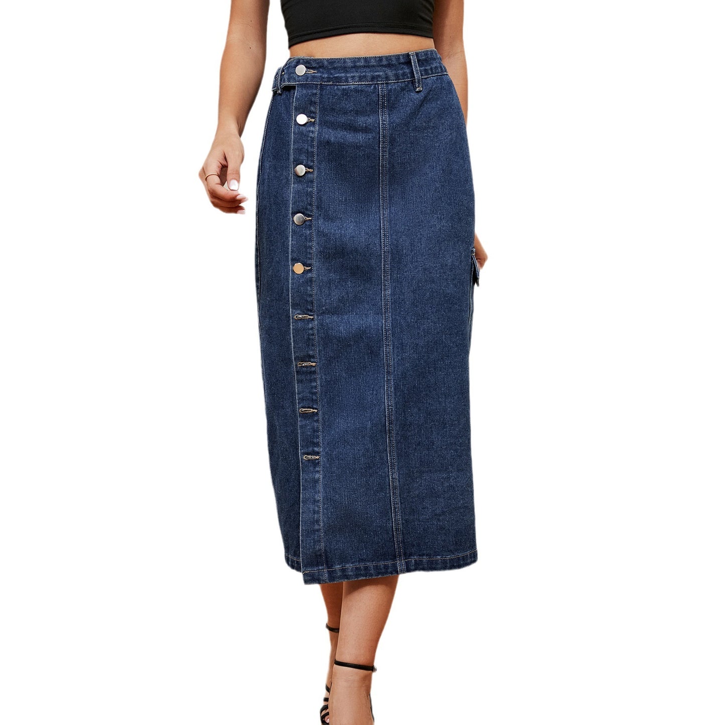 Hot Girls Half Elastic Denim Casual Skirt