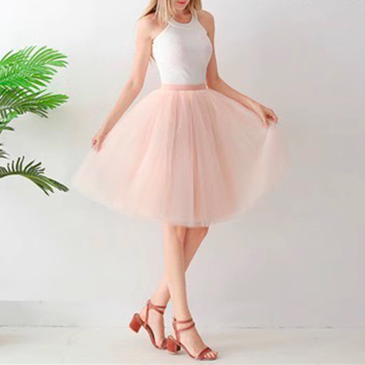 Black Tulle-Layered High-Waist A-Line Fairy Skirt