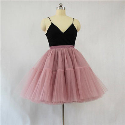 Black Tulle-Layered High-Waist A-Line Fairy Skirt