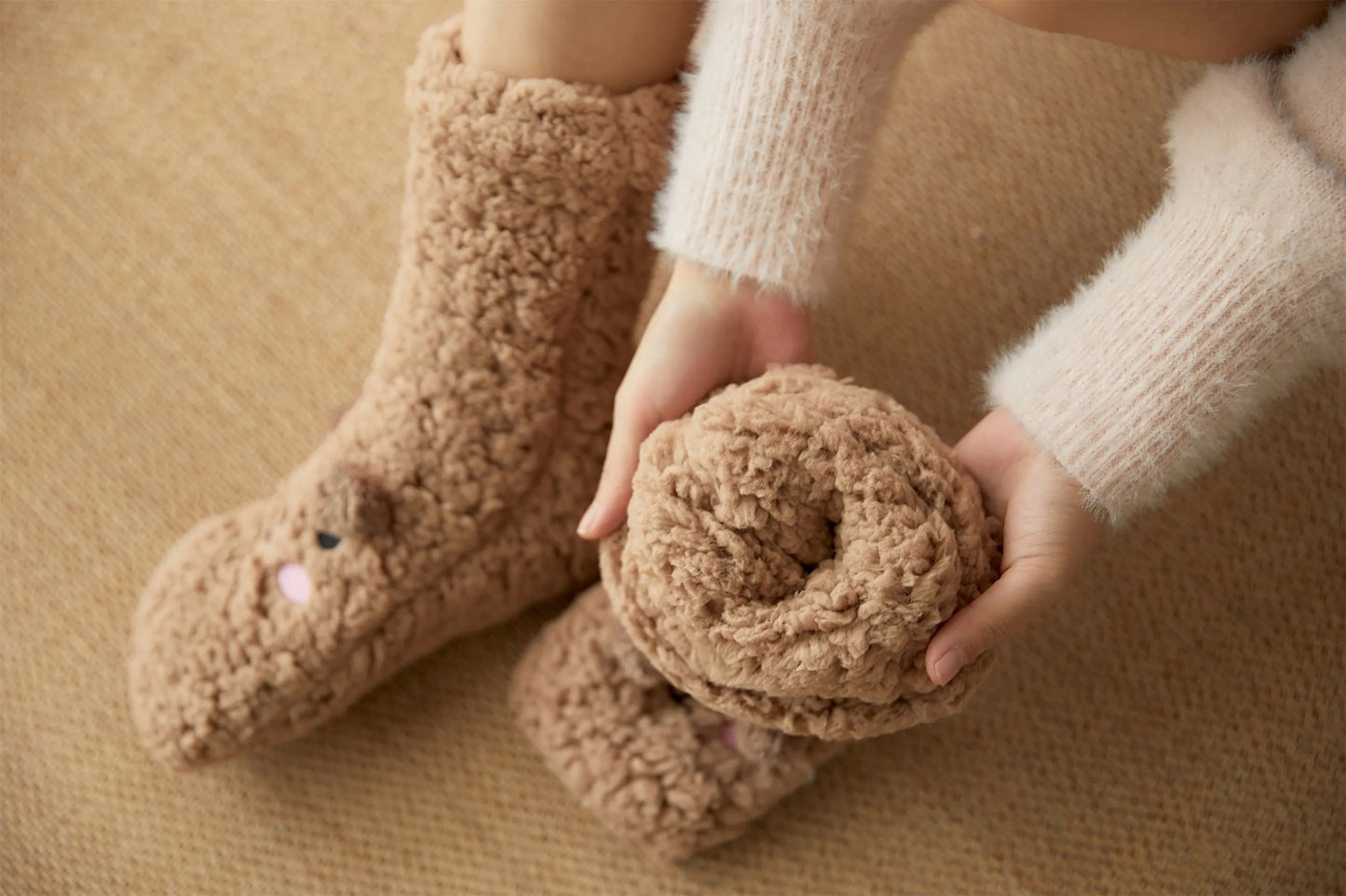 Winter Fleece Fluffy Dog Slipper Socks