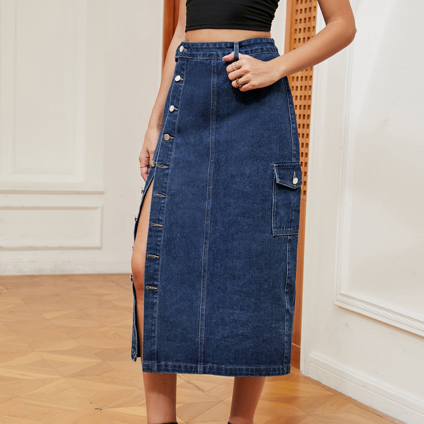 Hot Girls Half Elastic Denim Casual Skirt