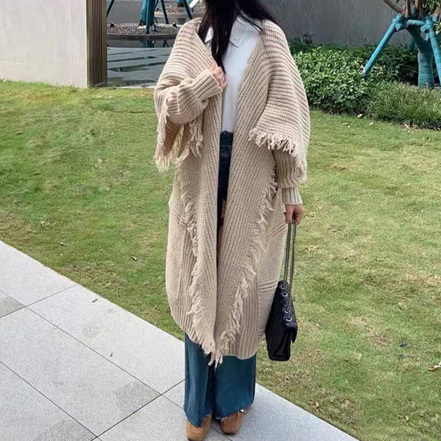 Long Alpaca Wool Hand Knit Sweater Coat