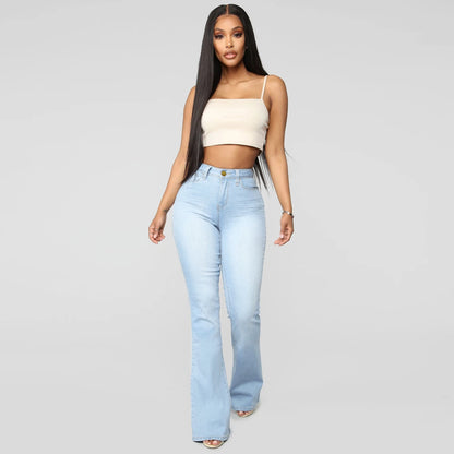 Women's Classic High Waist Slim Denim Horseshoe Pants