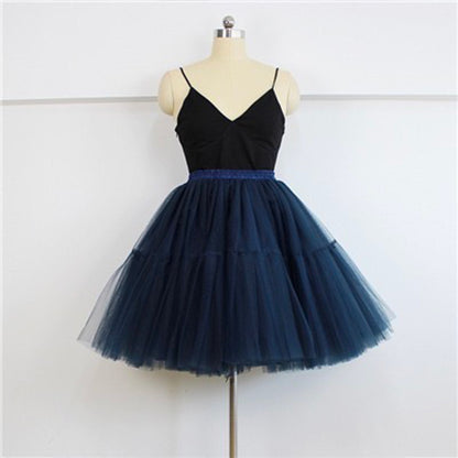 Black Tulle-Layered High-Waist A-Line Fairy Skirt