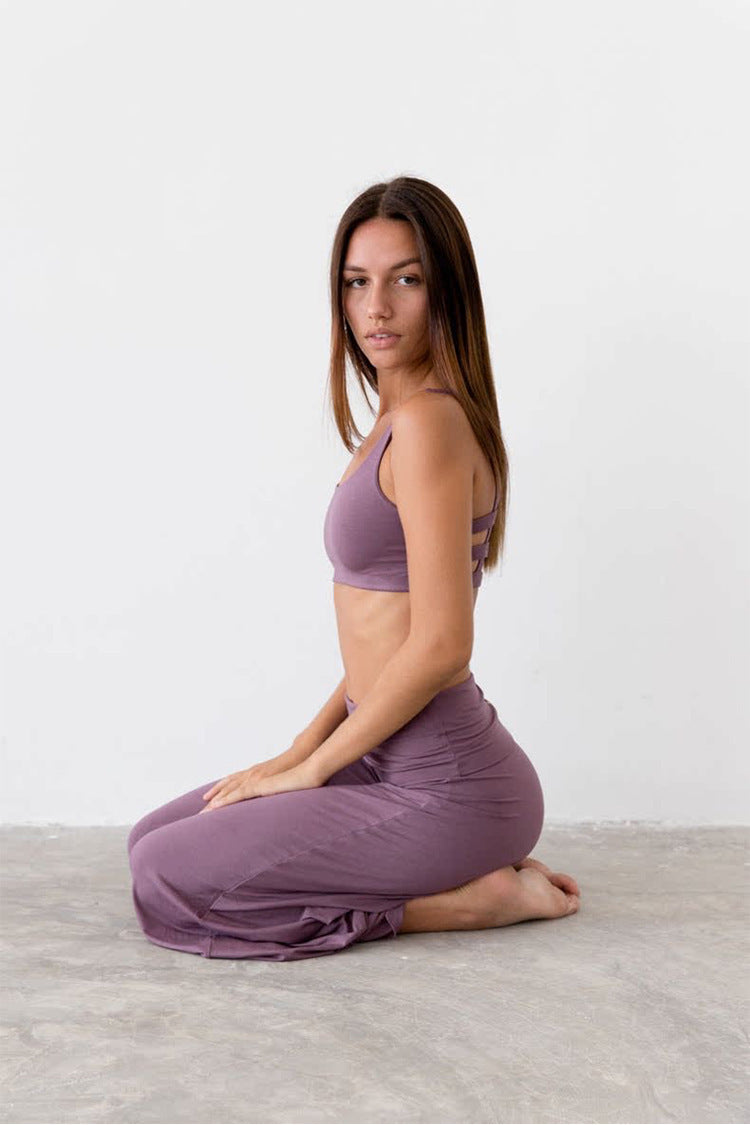 Yoga Suit Backless Spaghetti Straps Backless Bra And Pants